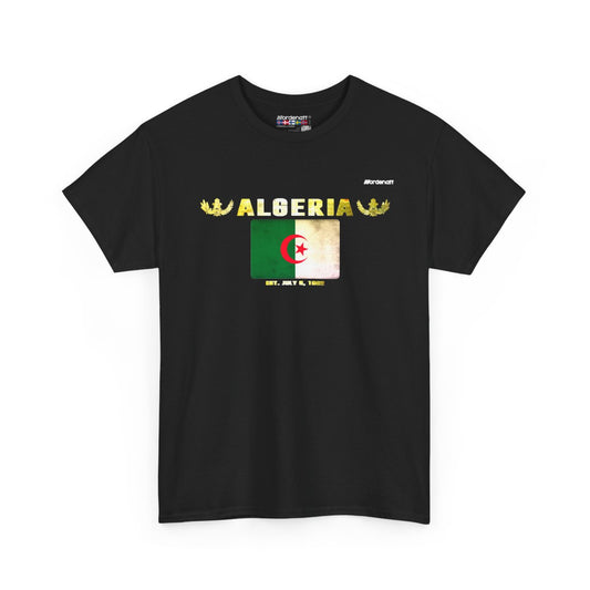 Algeria flag t-shirt in Black — premium cotton, Nordenatt