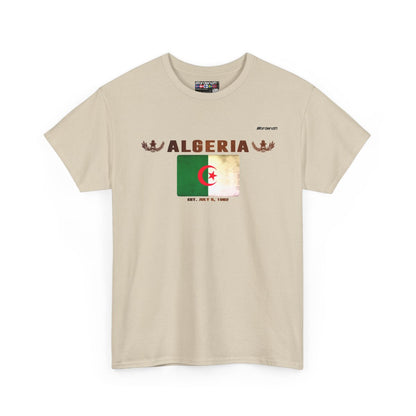 Algeria flag t-shirt in Sand — premium cotton, Nordenatt