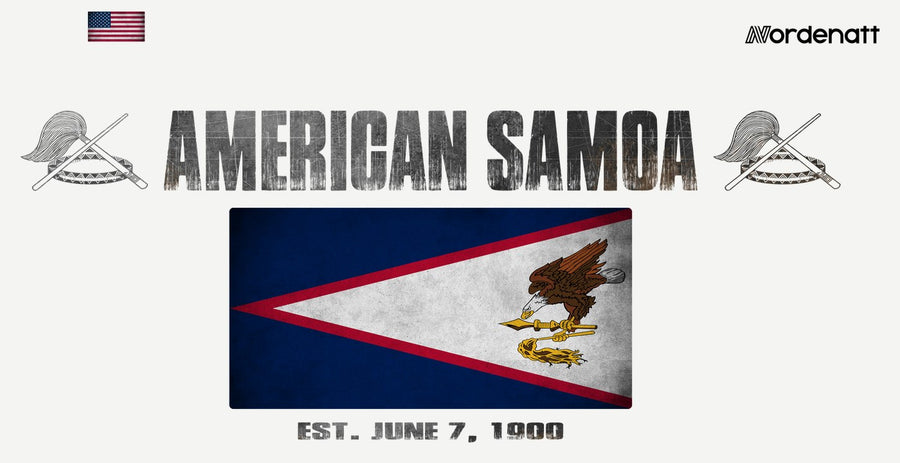 American Samoa design preview: flag, date and emblem inspiration printed on light t-shirts (Nordenatt)