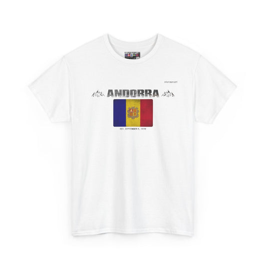 Andorra flag t-shirt in White — premium cotton, Nordenatt