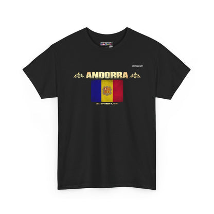 Andorra flag t-shirt in Black — premium cotton, Nordenatt