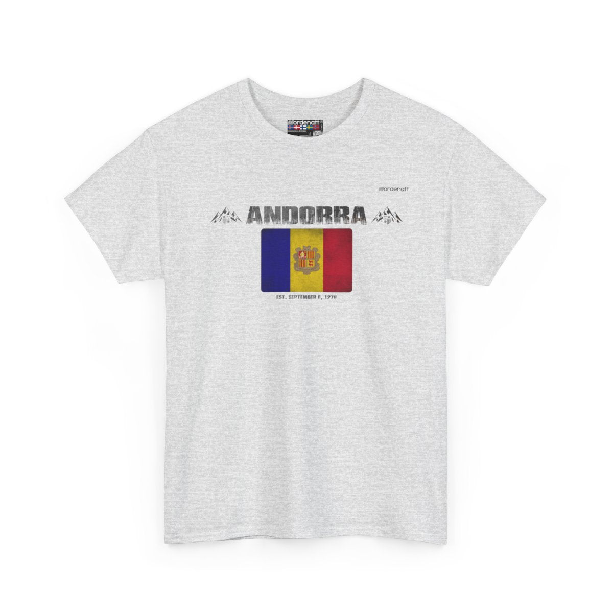 Andorra flag t-shirt in Ash — premium cotton, Nordenatt