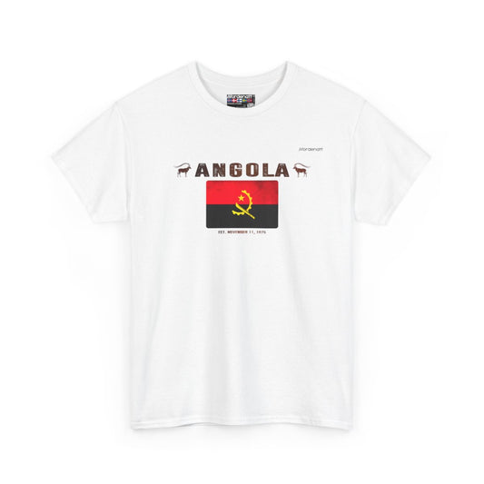 Angola flag t-shirt in White — premium cotton, Nordenatt