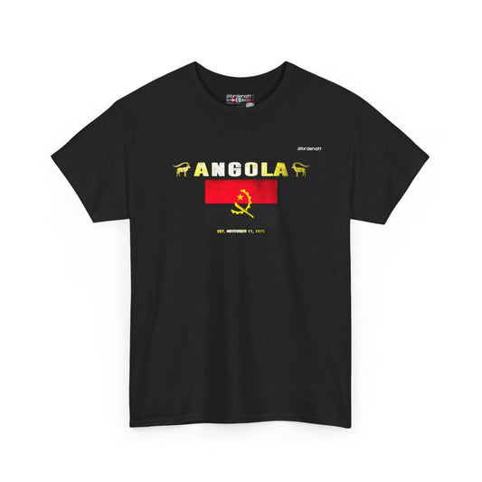 Angola flag t-shirt in Black — premium cotton, Nordenatt