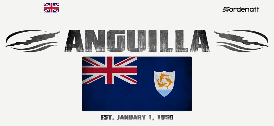 Anguilla design preview: flag, date and emblem inspiration printed on light t-shirts (Nordenatt)