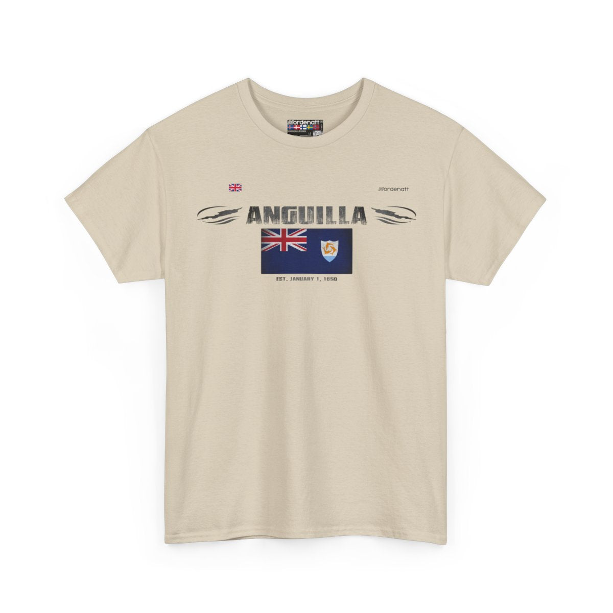 Anguilla flag t-shirt in Sand — premium cotton, Nordenatt