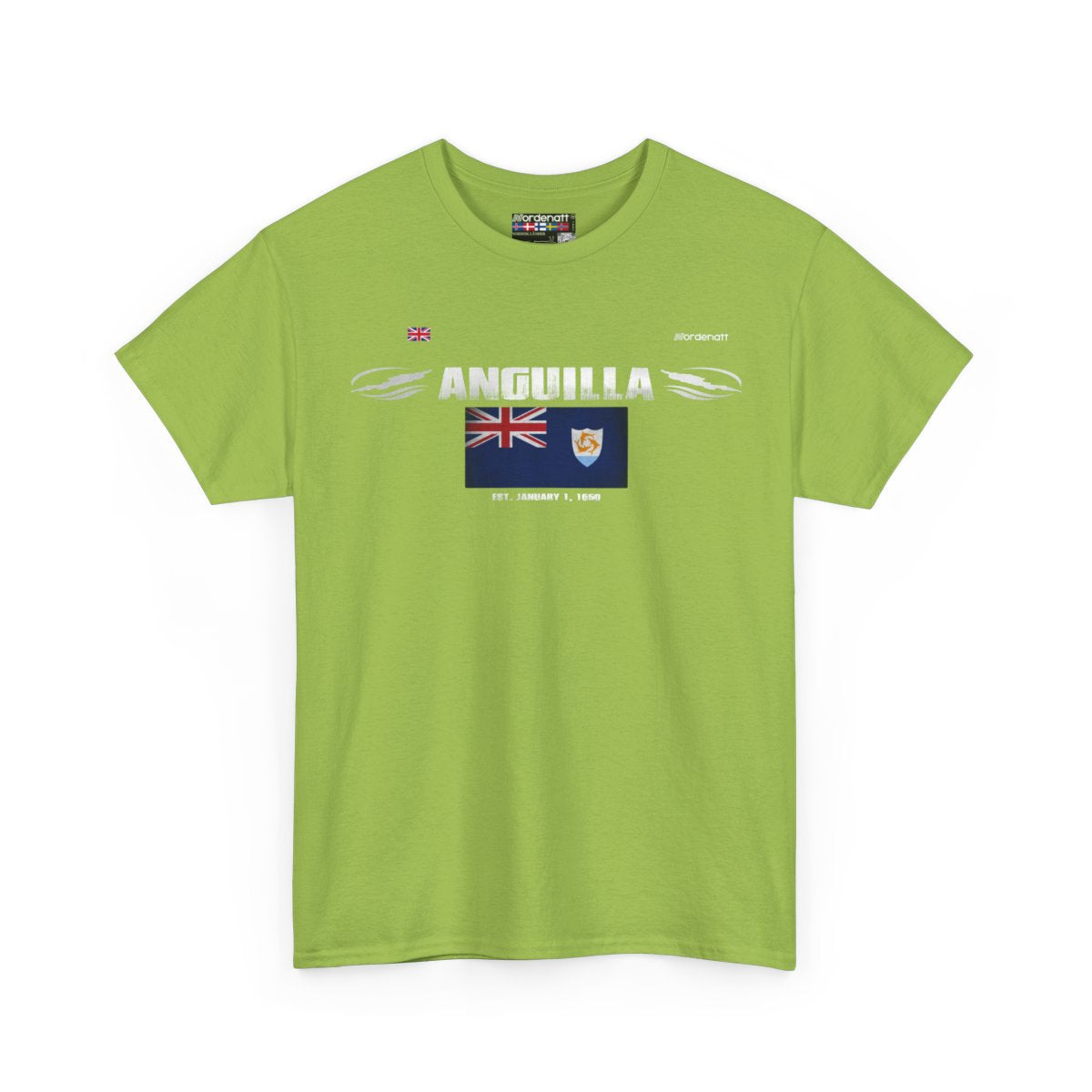 Anguilla flag t-shirt in Kiwi — premium cotton, Nordenatt