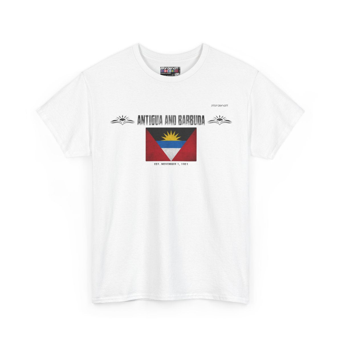 Antigua And Barbuda flag t-shirt in White — premium cotton, Nordenatt