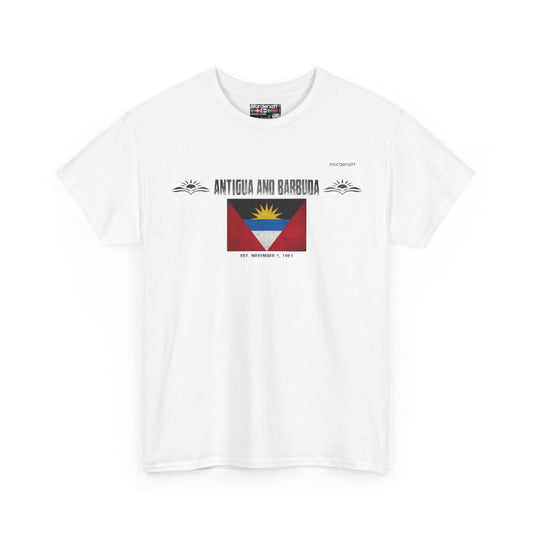 Antigua And Barbuda flag t-shirt in White — premium cotton, Nordenatt