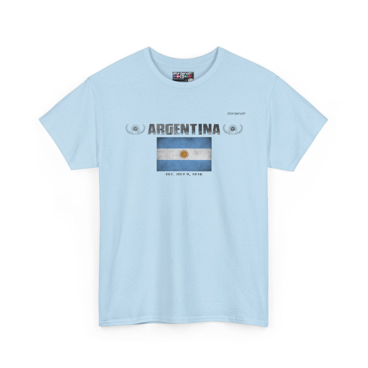 Argentina flag t-shirt in Light Blue — premium cotton, Nordenatt