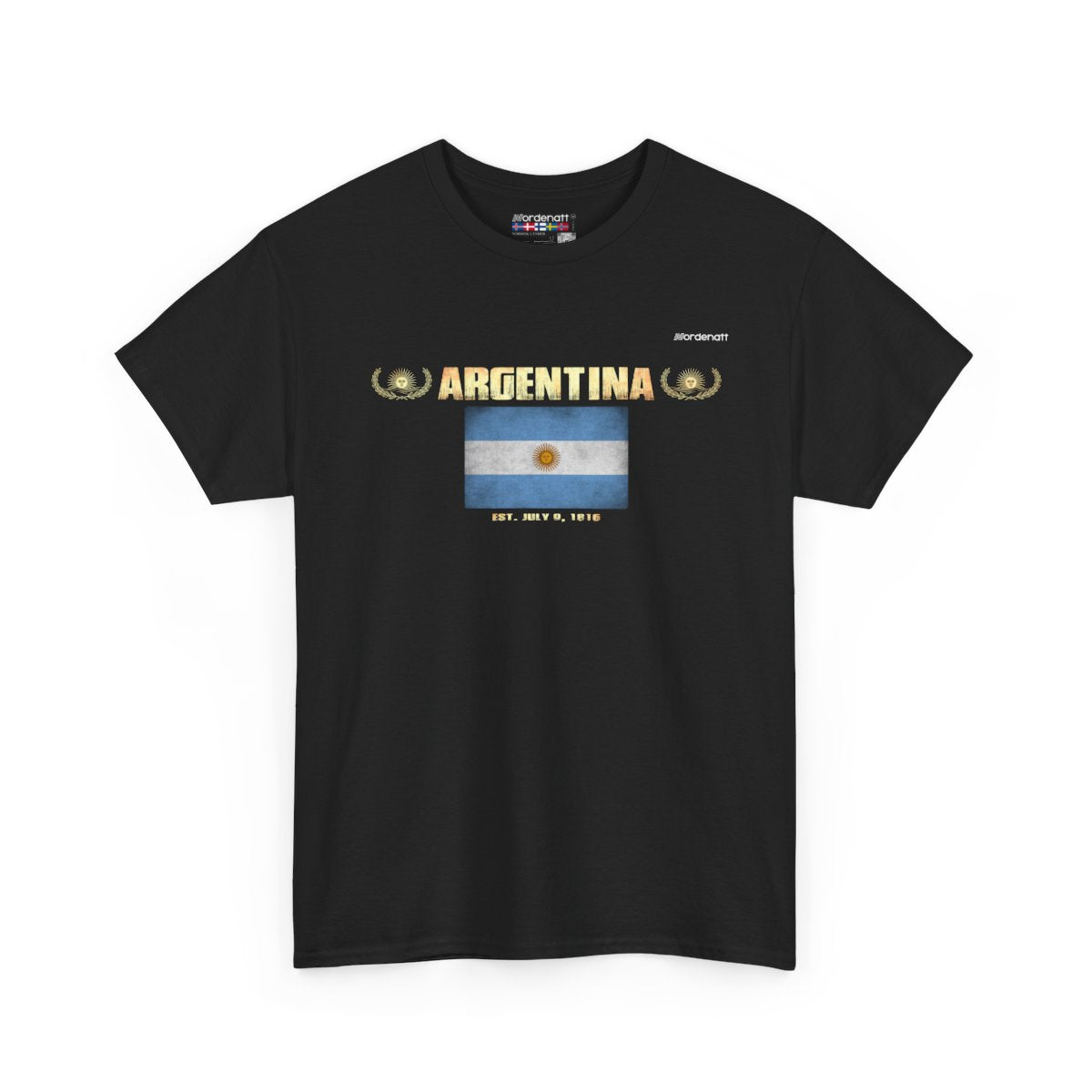 Argentina flag t-shirt in Black — premium cotton, Nordenatt