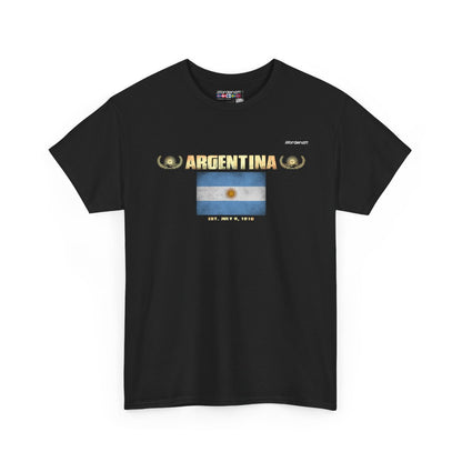 Argentina flag t-shirt in Black — premium cotton, Nordenatt