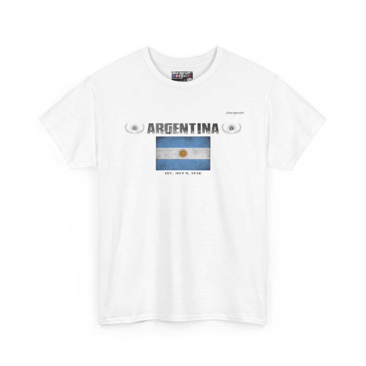 Argentina flag t-shirt in White — premium cotton, Nordenatt