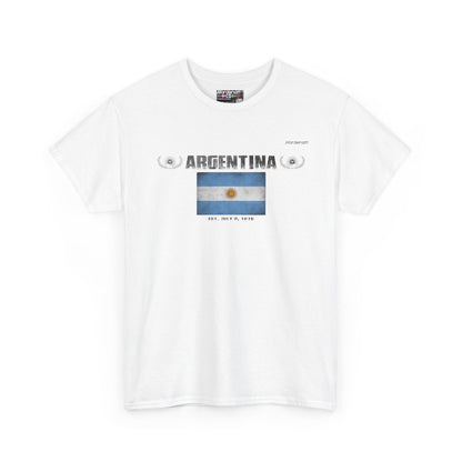 Argentina flag t-shirt in White — premium cotton, Nordenatt