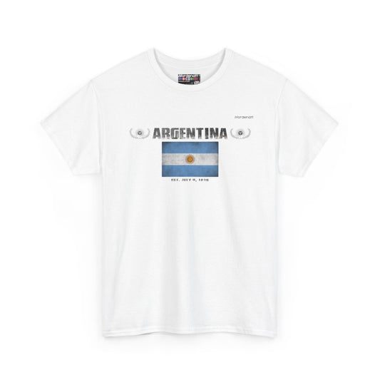 Argentina flag t-shirt in White — premium cotton, Nordenatt