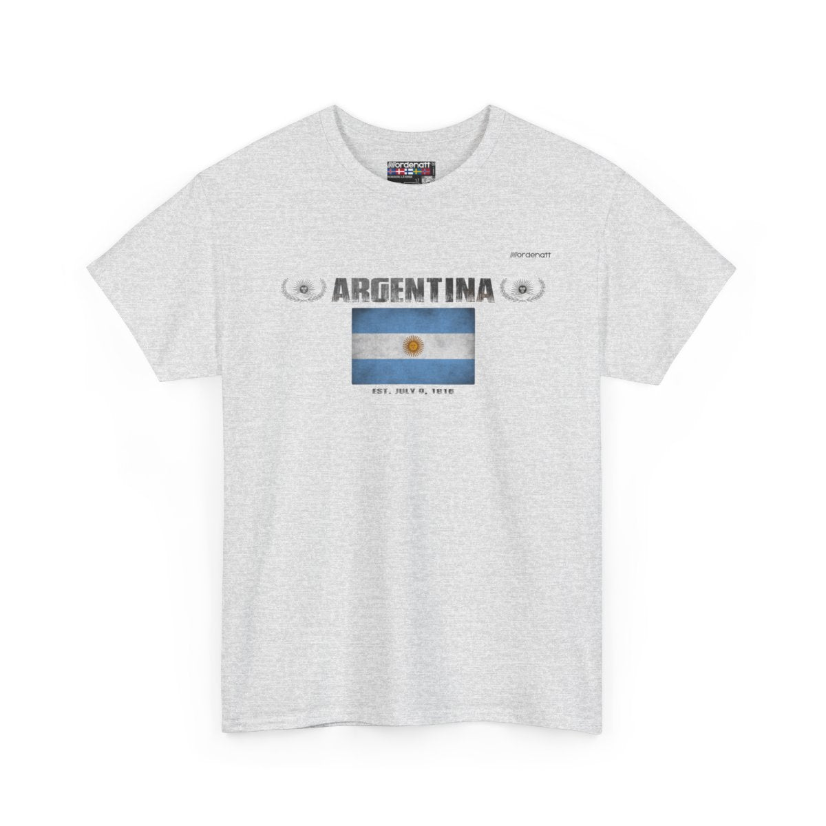 Argentina flag t-shirt in Ash — premium cotton, Nordenatt