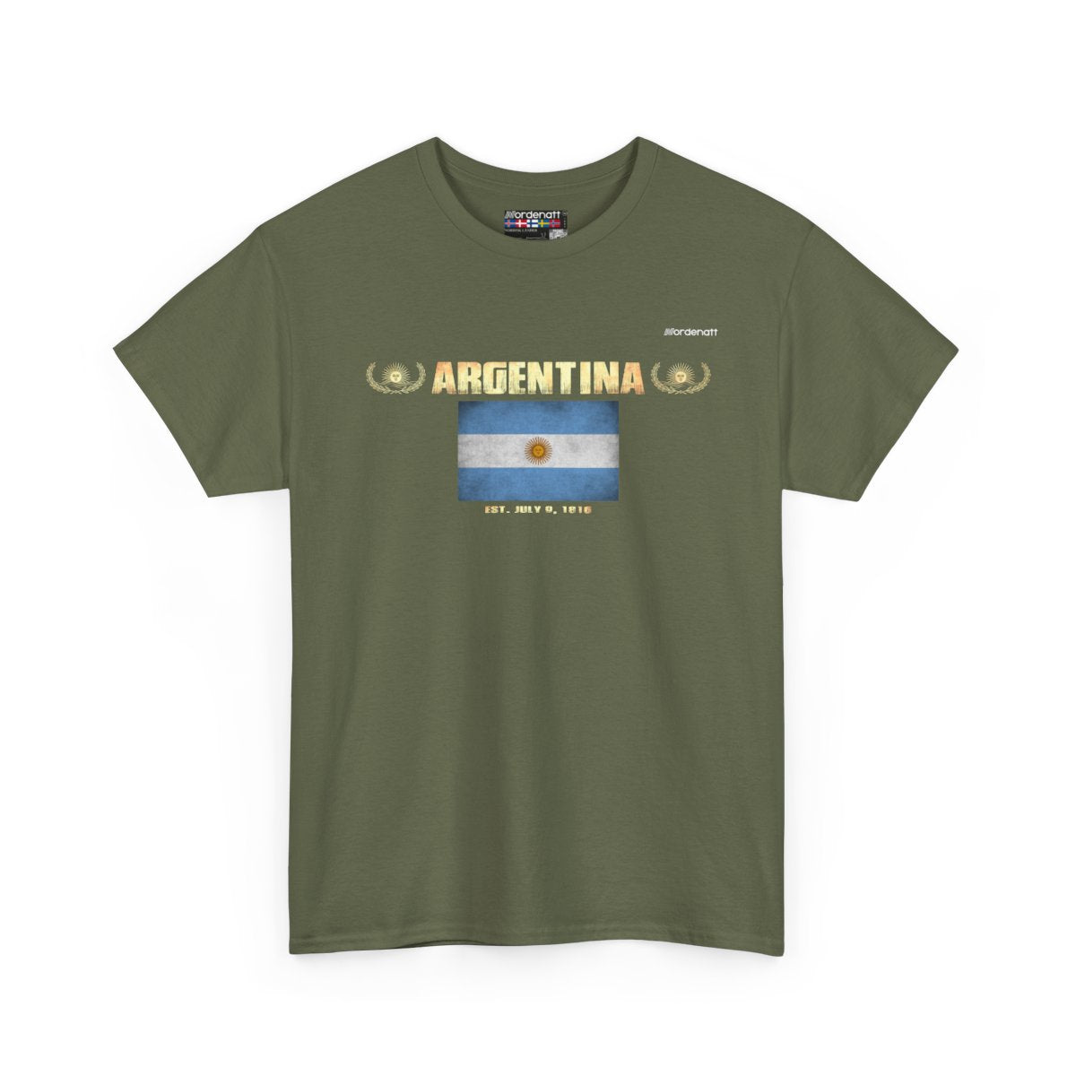 Argentina flag t-shirt in Military Green — premium cotton, Nordenatt