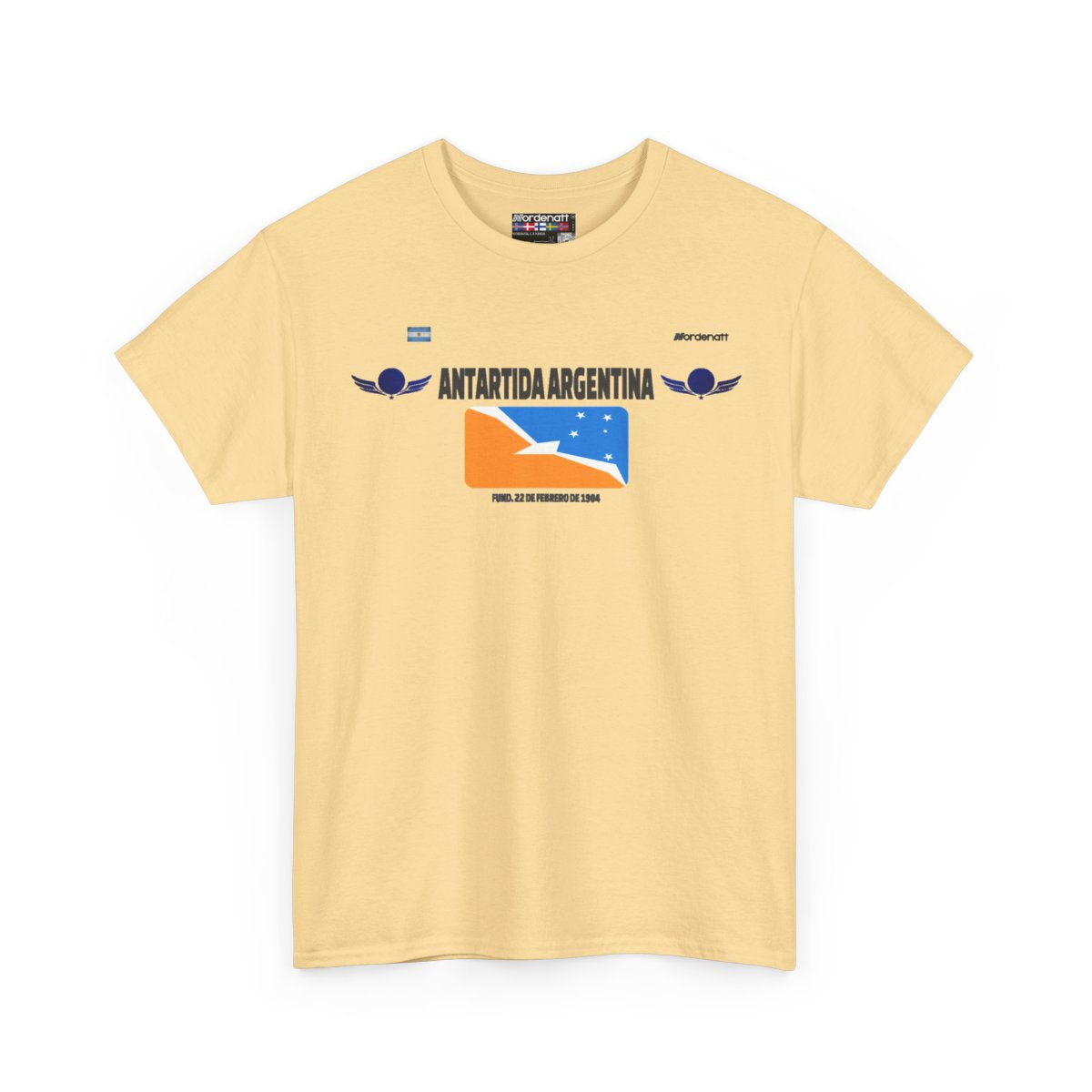 Argentine Antarctica flag t-shirt in Yellow Haze — premium cotton, Nordenatt