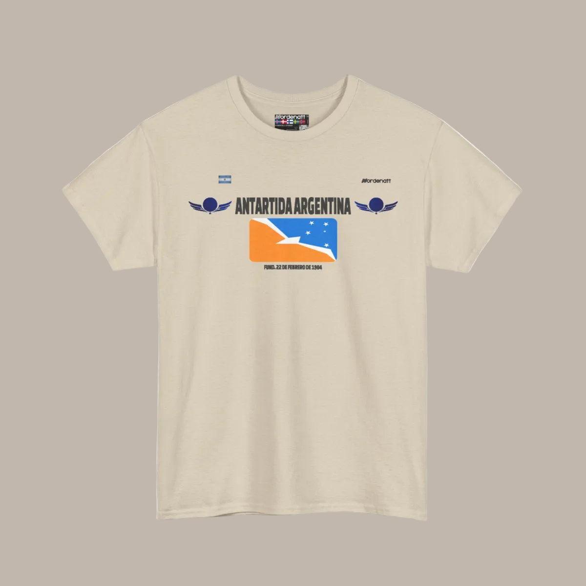 Argentine Antarctica flag t-shirt in Sand — premium cotton, Nordenatt
