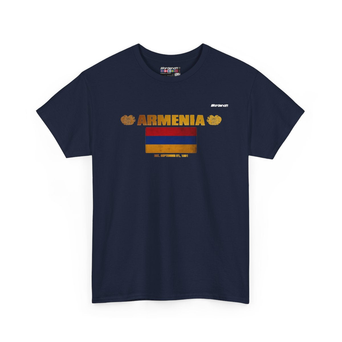 Armenia flag t-shirt in Navy — premium cotton, Nordenatt