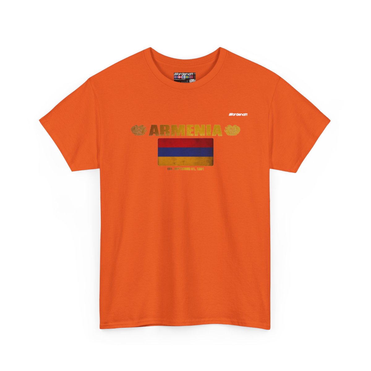 Armenia flag t-shirt in Orange — premium cotton, Nordenatt