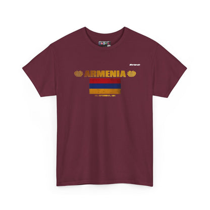 Armenia flag t-shirt in Maroon — premium cotton, Nordenatt