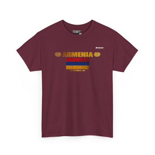 Armenia flag t-shirt in Maroon — premium cotton, Nordenatt