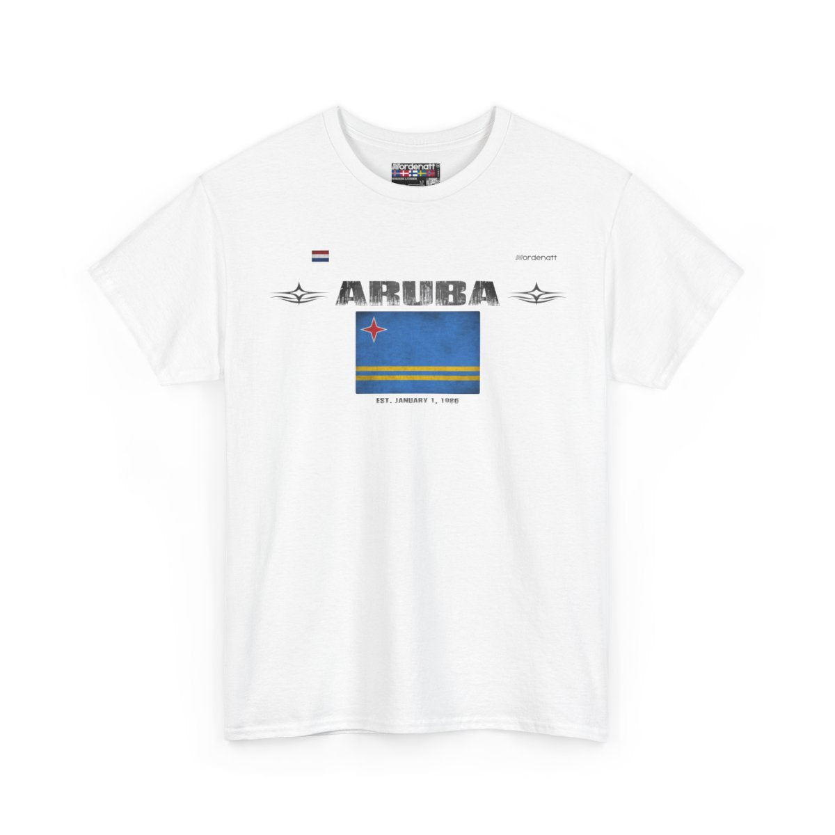 Aruba flag t-shirt in White — premium cotton, Nordenatt