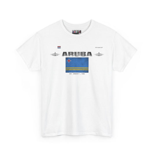 Aruba flag t-shirt in White — premium cotton, Nordenatt