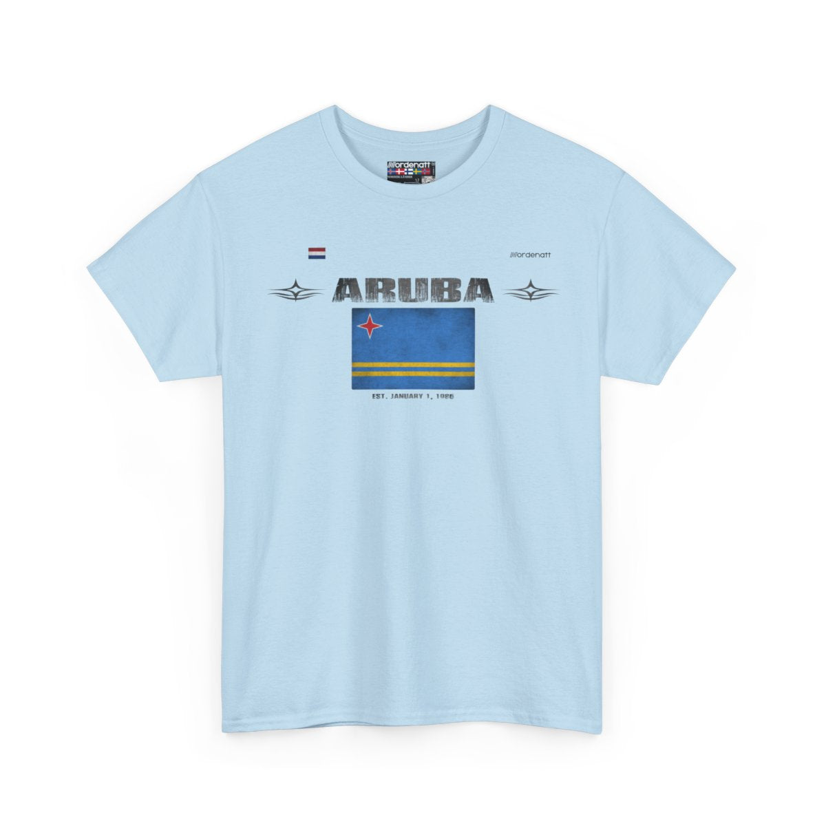 Aruba flag t-shirt in Light Blue — premium cotton, Nordenatt