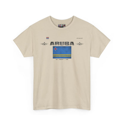 Aruba flag t-shirt in Sand — premium cotton, Nordenatt