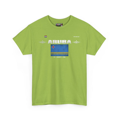 Aruba flag t-shirt in Kiwi — premium cotton, Nordenatt