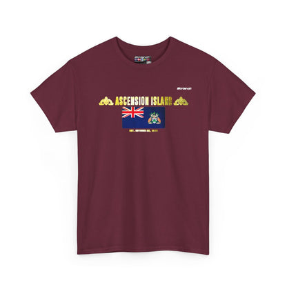 Ascension Island flag t-shirt in Maroon — premium cotton, Nordenatt