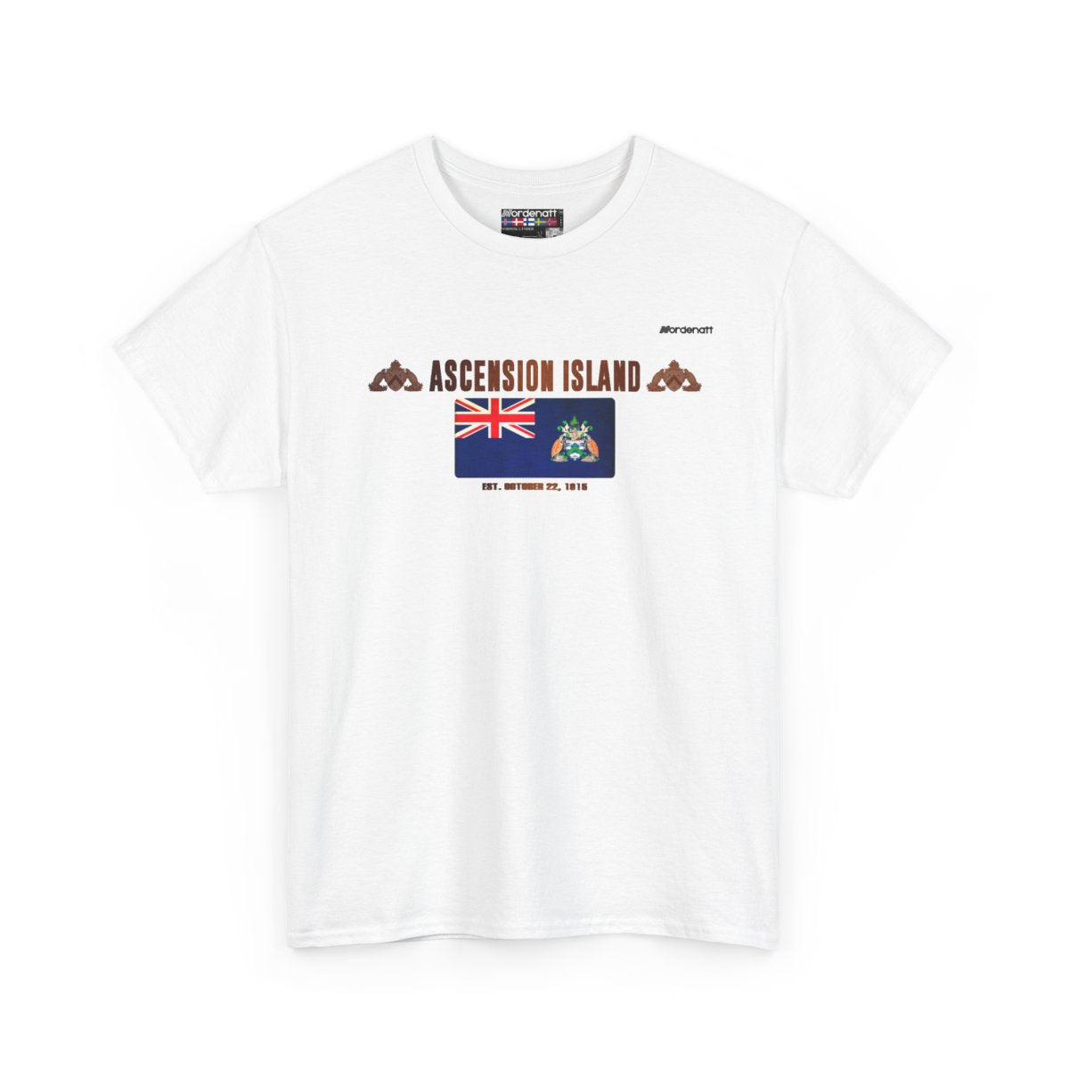 Ascension Island flag t-shirt in White — premium cotton, Nordenatt