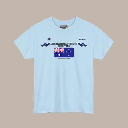Australian Antarctic Territory flag t-shirt in Light Blue — premium cotton, Nordenatt