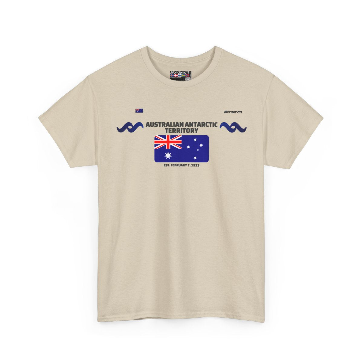 Australian Antarctic Territory flag t-shirt in Sand — premium cotton, Nordenatt