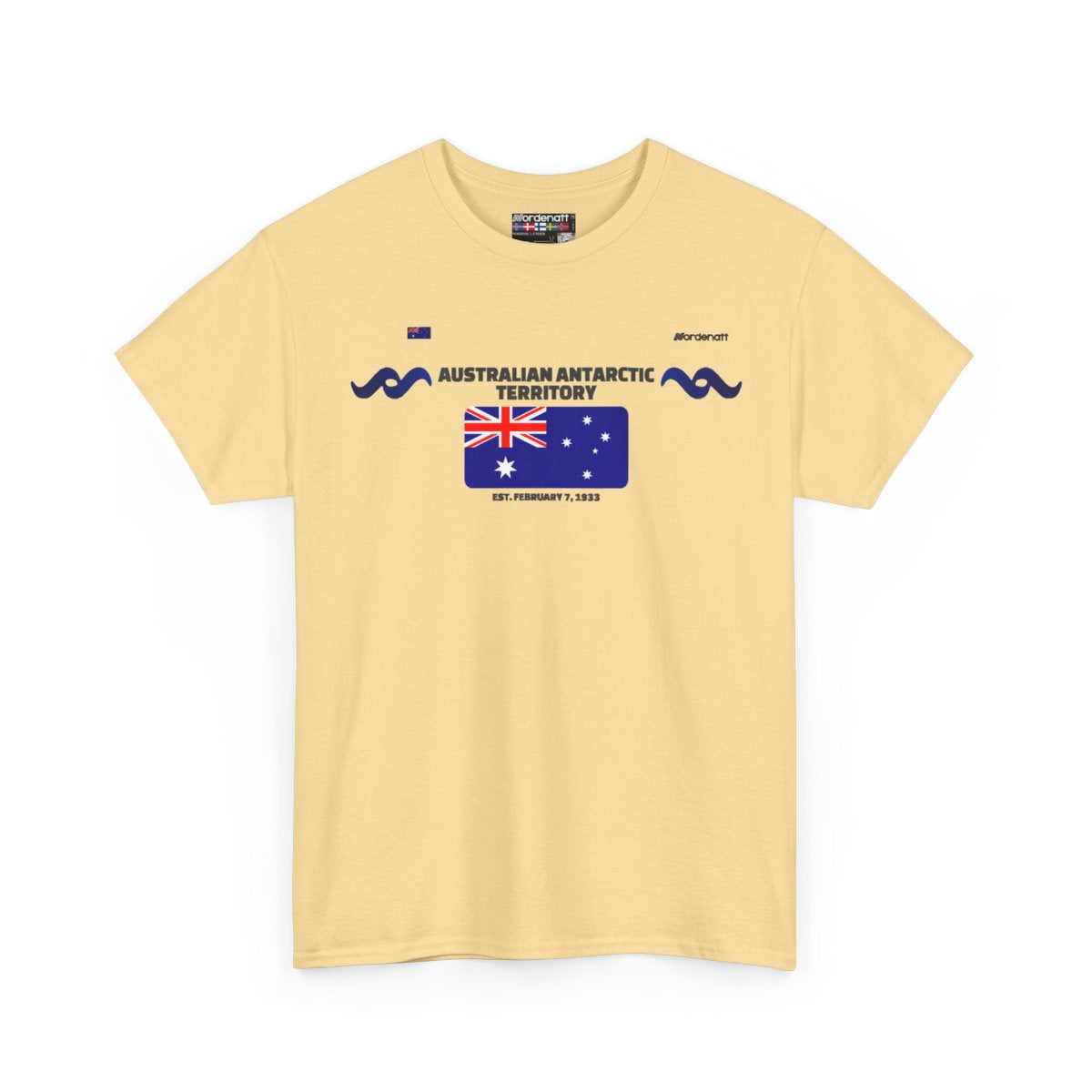 Australian Antarctic Territory flag t-shirt in Yellow Haze — premium cotton, Nordenatt