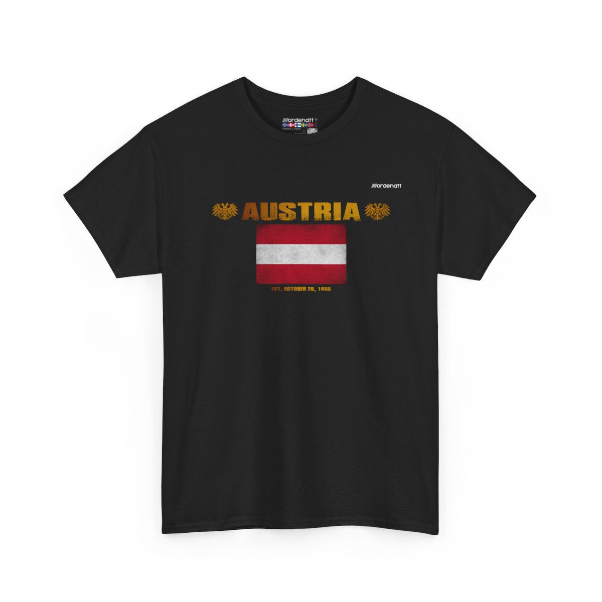 Austria flag t-shirt in Black — premium cotton, Nordenatt