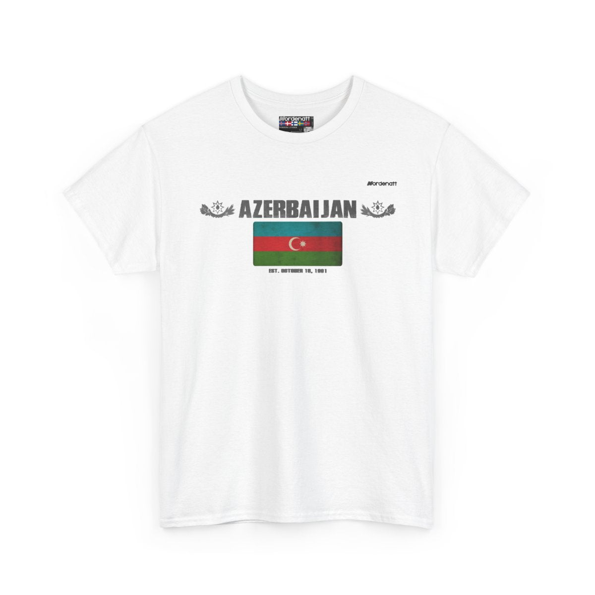 Azerbaijan flag t-shirt in White — premium cotton, Nordenatt