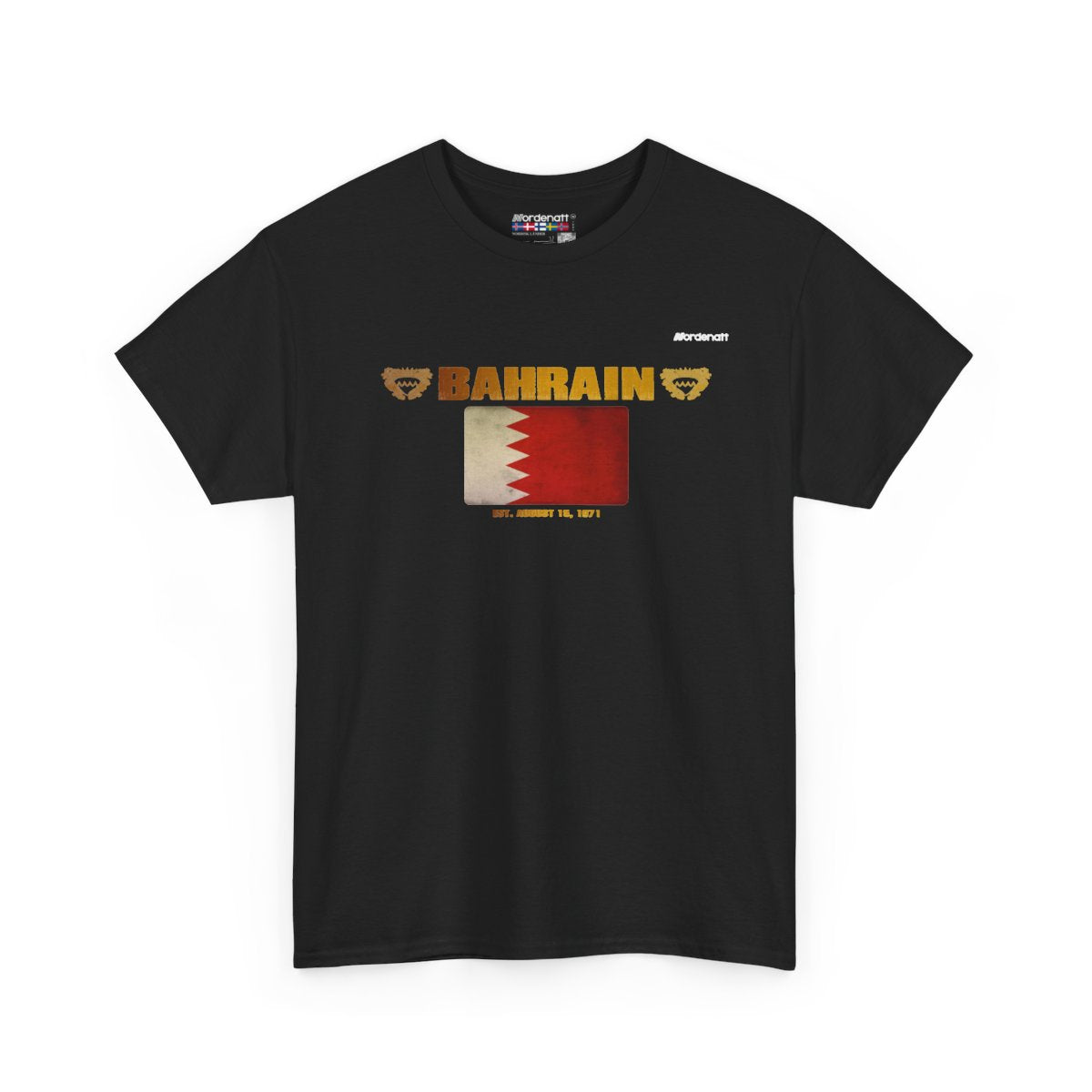 Bahrain flag t-shirt in Black — premium cotton, Nordenatt