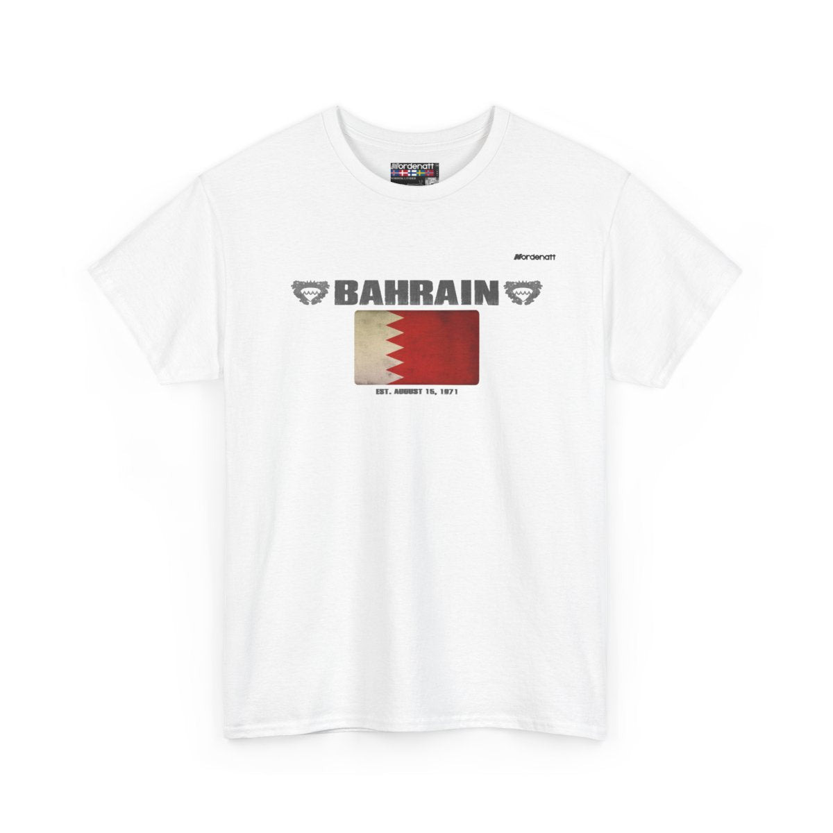 Bahrain flag t-shirt in White — premium cotton, Nordenatt