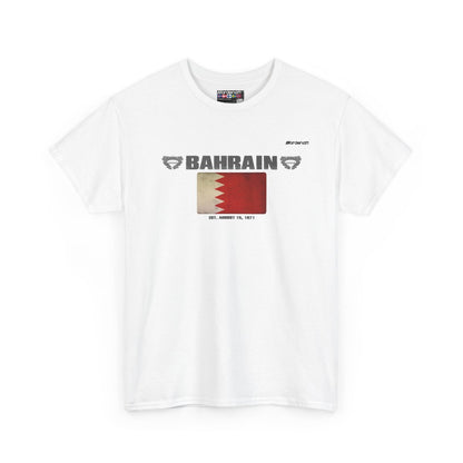 Bahrain flag t-shirt in White — premium cotton, Nordenatt