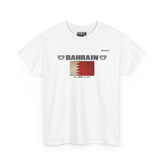 Bahrain flag t-shirt in White — premium cotton, Nordenatt