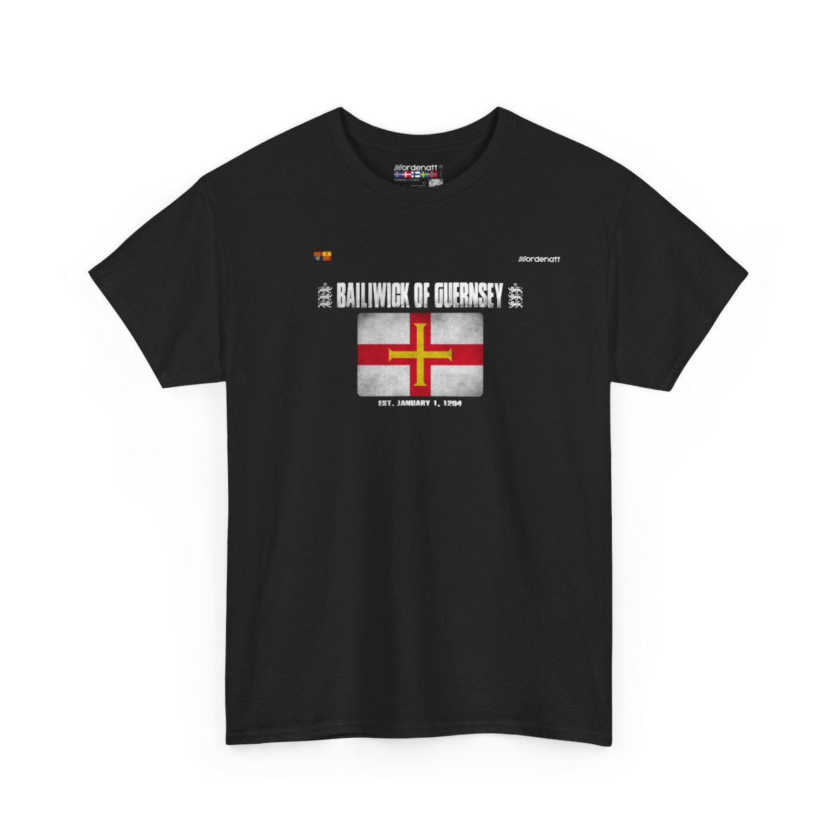 Bailiwick Of Guernsey flag t-shirt in Black — premium cotton, Nordenatt