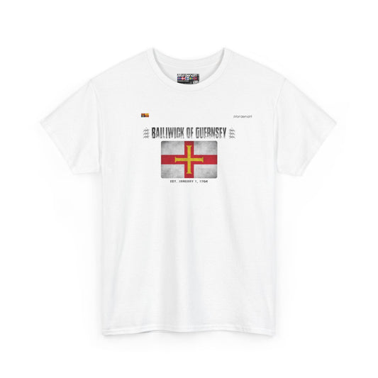 Bailiwick Of Guernsey flag t-shirt in White — premium cotton, Nordenatt