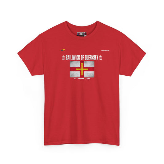 Bailiwick Of Guernsey flag t-shirt in Red — premium cotton, Nordenatt