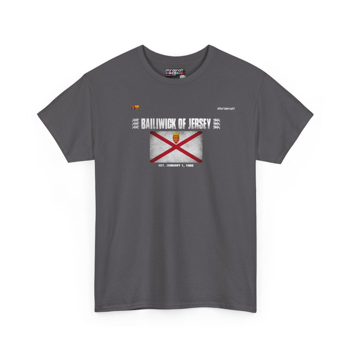 Bailiwick Of Jersey flag t-shirt in Charcoal — premium cotton, Nordenatt