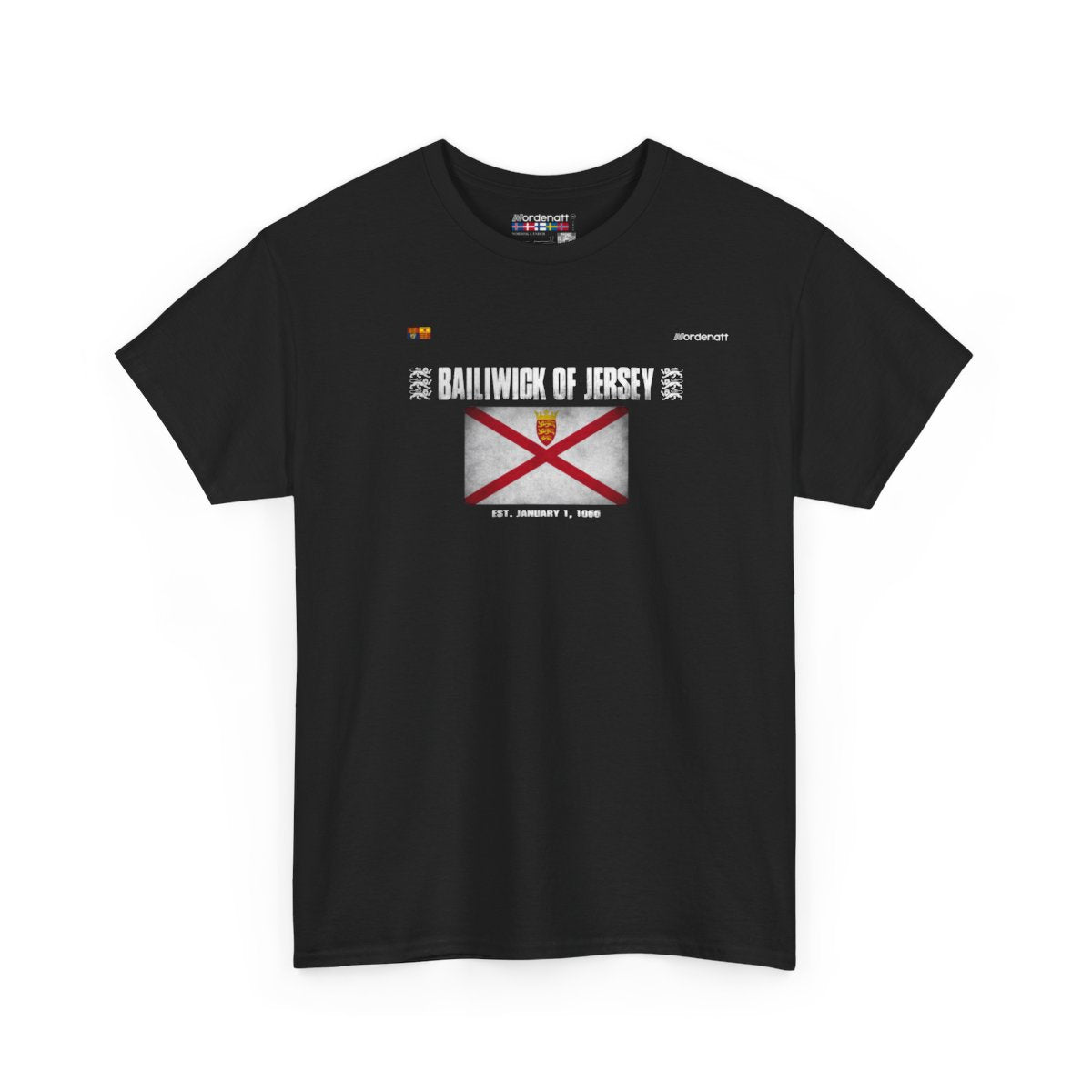 Bailiwick Of Jersey flag t-shirt in Black — premium cotton, Nordenatt