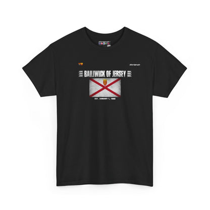 Bailiwick Of Jersey flag t-shirt in Black — premium cotton, Nordenatt