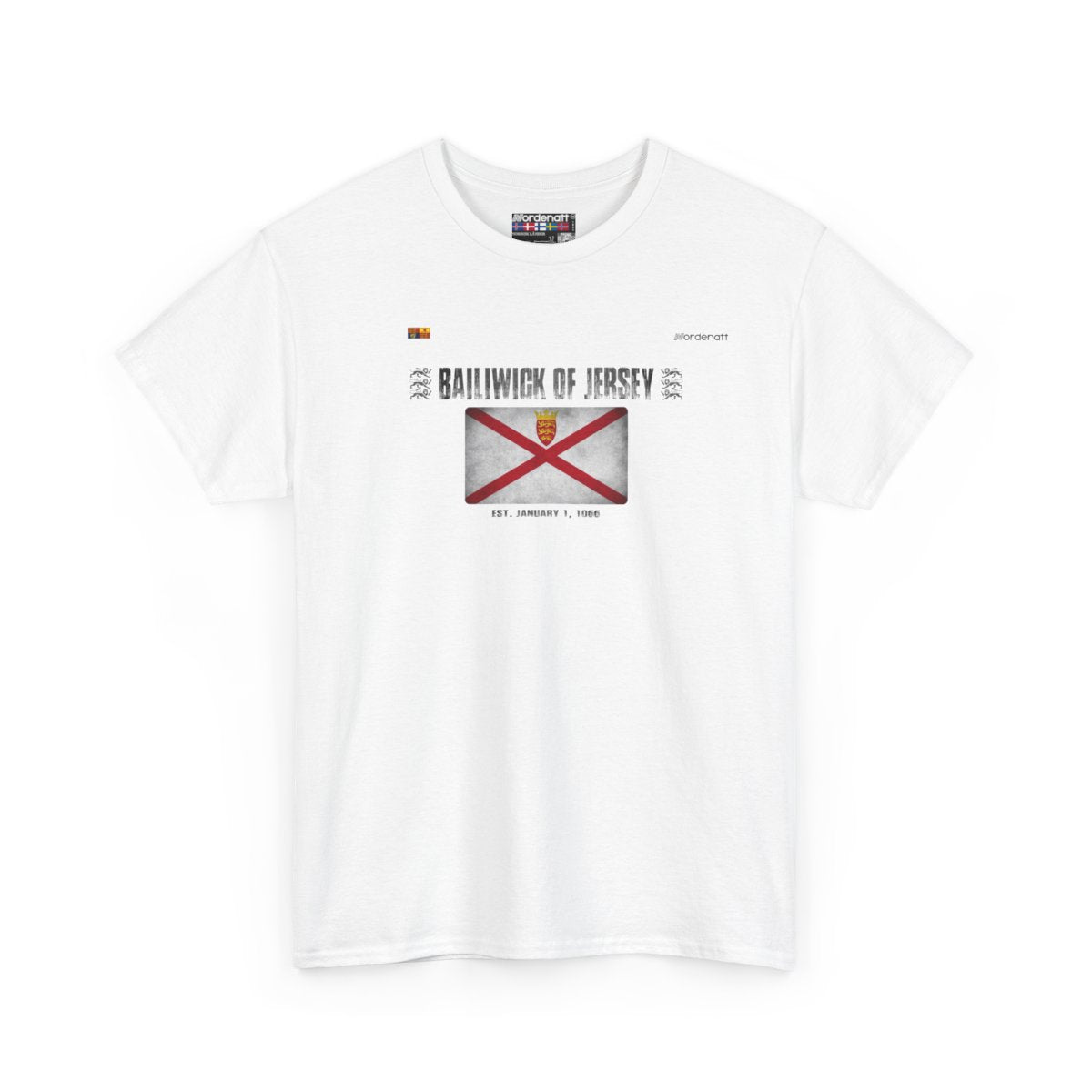 Bailiwick Of Jersey flag t-shirt in White — premium cotton, Nordenatt